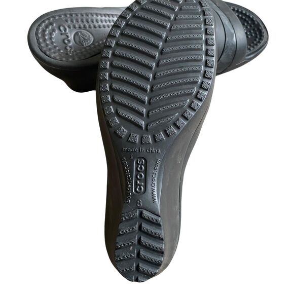 Crocs Kadee Wedge Sandal Women’s 8 Black Slip On Casual Comfort Beach - Picture 4 of 8